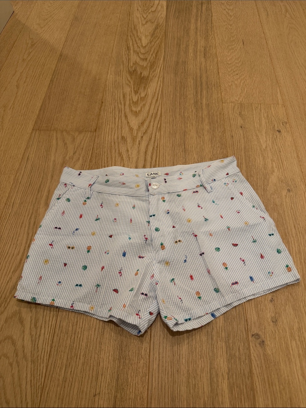 White LASC Men’s Embroidered Multi-Color Shorts